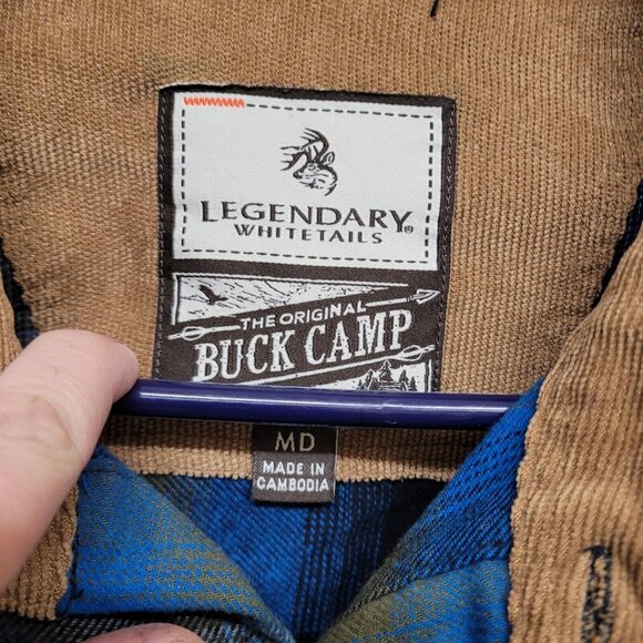 Legendary Whitetails Men's Size M‎ Buck Camp Flannel Shirt Cobalt Blue Plaid - Picture 8 of 15